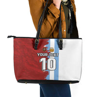 Half Argentina and Half Spain Football Leather Tote Bag Grunge Style - Wonder Print Shop