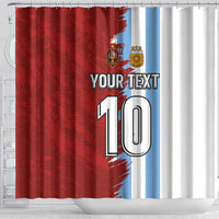 Half Argentina and Half Spain Football Shower Curtain Grunge Style