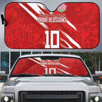 Custom Rugby Japan Auto Sun Shade The Champion Brave Blossoms Red Color - Wonder Print Shop