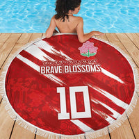 Custom Rugby Japan Beach Blanket The Champion Brave Blossoms Red Color - Wonder Print Shop