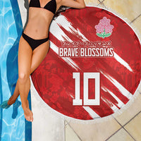 Custom Rugby Japan Beach Blanket The Champion Brave Blossoms Red Color - Wonder Print Shop