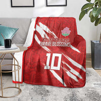 Custom Rugby Japan Blanket The Champion Brave Blossoms Red Color - Wonder Print Shop