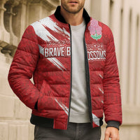Custom Rugby Japan Bomber Puffer Jacket The Champion Brave Blossoms Red Color - Wonder Print Shop