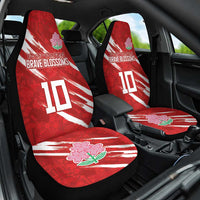 Custom Rugby Japan Car Seat Cover The Champion Brave Blossoms Red Color - Wonder Print Shop