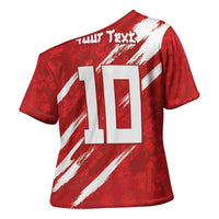 Custom Rugby Japan Cross Shoulder Shirt The Champion Brave Blossoms Red Color - Wonder Print Shop