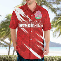 Custom Rugby Japan Hawaiian Shirt The Champion Brave Blossoms Red Color - Wonder Print Shop