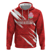 Custom Rugby Japan Hoodie The Champion Brave Blossoms Red Color - Wonder Print Shop