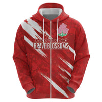 Custom Rugby Japan Hoodie The Champion Brave Blossoms Red Color - Wonder Print Shop
