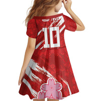Custom Rugby Japan Kid Short Sleeve Dress The Champion Brave Blossoms Red Color - Wonder Print Shop