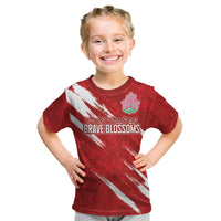 Custom Rugby Japan Kid T Shirt The Champion Brave Blossoms Red Color - Wonder Print Shop