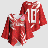 Custom Rugby Japan Kimono Sleeve Blouse The Champion Brave Blossoms Red Color - Wonder Print Shop