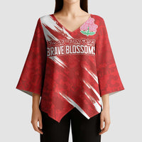 Custom Rugby Japan Kimono Sleeve Blouse The Champion Brave Blossoms Red Color - Wonder Print Shop