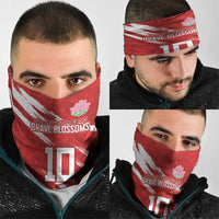 Custom Rugby Japan Neck Gaiter The Champion Brave Blossoms Red Color - Wonder Print Shop