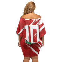 Custom Rugby Japan Off Shoulder Short Dress The Champion Brave Blossoms Red Color - Wonder Print Shop