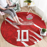 Custom Rugby Japan Round Carpet The Champion Brave Blossoms Red Color - Wonder Print Shop