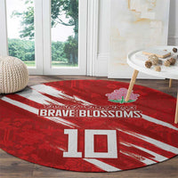Custom Rugby Japan Round Carpet The Champion Brave Blossoms Red Color - Wonder Print Shop