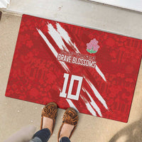 Custom Rugby Japan Rubber Doormat The Champion Brave Blossoms Red Color - Wonder Print Shop