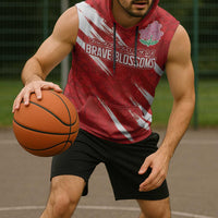 Custom Rugby Japan Sleeveless Hoodie The Champion Brave Blossoms Red Color - Wonder Print Shop