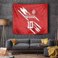 Custom Rugby Japan Tapestry The Champion Brave Blossoms Red Color - Wonder Print Shop