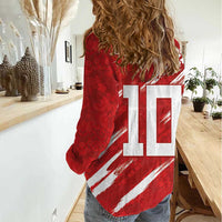 Custom Rugby Japan Women Casual Shirt The Champion Brave Blossoms Red Color - Wonder Print Shop