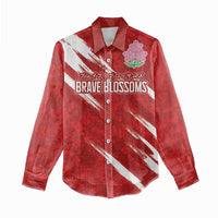 Custom Rugby Japan Women Casual Shirt The Champion Brave Blossoms Red Color - Wonder Print Shop