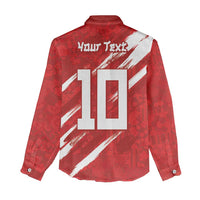 Custom Rugby Japan Women Casual Shirt The Champion Brave Blossoms Red Color - Wonder Print Shop