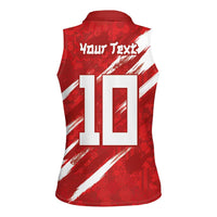 Custom Rugby Japan Women Sleeveless Polo Shirt The Champion Brave Blossoms Red Color - Wonder Print Shop