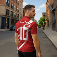 Custom Rugby Japan Zipper Polo Shirt The Champion Brave Blossoms Red Color - Wonder Print Shop