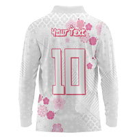 Custom Rugby Japan Long Sleeve Polo Shirt The Champion Brave Blossoms White Color - Wonder Print Shop