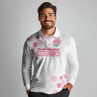 Custom Rugby Japan Long Sleeve Polo Shirt The Champion Brave Blossoms White Color - Wonder Print Shop