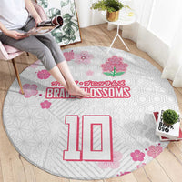 Custom Rugby Japan Round Carpet The Champion Brave Blossoms White Color - Wonder Print Shop