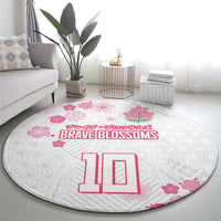 Custom Rugby Japan Round Carpet The Champion Brave Blossoms White Color - Wonder Print Shop