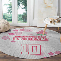 Custom Rugby Japan Round Carpet The Champion Brave Blossoms White Color - Wonder Print Shop
