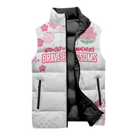 Custom Rugby Japan Sleeveless Puffer Jacket The Champion Brave Blossoms White Color - Wonder Print Shop