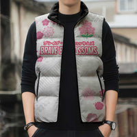 Custom Rugby Japan Sleeveless Puffer Jacket The Champion Brave Blossoms White Color - Wonder Print Shop