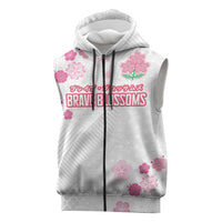 Custom Rugby Japan Sleeveless Zip Hoodie The Champion Brave Blossoms White Color - Wonder Print Shop