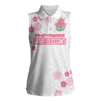 Custom Rugby Japan Women Sleeveless Polo Shirt The Champion Brave Blossoms White Color - Wonder Print Shop