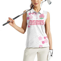 Custom Rugby Japan Women Sleeveless Polo Shirt The Champion Brave Blossoms White Color - Wonder Print Shop