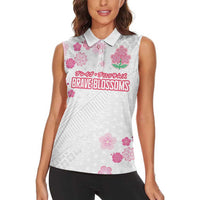 Custom Rugby Japan Women Sleeveless Polo Shirt The Champion Brave Blossoms White Color - Wonder Print Shop