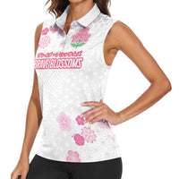 Custom Rugby Japan Women Sleeveless Polo Shirt The Champion Brave Blossoms White Color - Wonder Print Shop