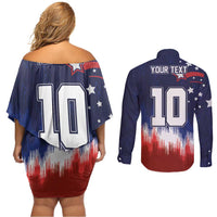 Custom Rugby USA Couples Matching Off Shoulder Short Dress and Long Sleeve Button Shirt American Icon - Wonder Print Shop