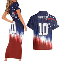 Custom Rugby USA Couples Matching Short Sleeve Bodycon Dress and Hawaiian Shirt American Icon - Wonder Print Shop