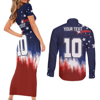 Custom Rugby USA Couples Matching Short Sleeve Bodycon Dress and Long Sleeve Button Shirt American Icon - Wonder Print Shop
