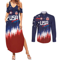Custom Rugby USA Couples Matching Summer Maxi Dress and Long Sleeve Button Shirt American Icon - Wonder Print Shop