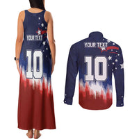 Custom Rugby USA Couples Matching Tank Maxi Dress and Long Sleeve Button Shirt American Icon - Wonder Print Shop