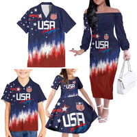 Custom Rugby USA Family Matching Off The Shoulder Long Sleeve Dress and Hawaiian Shirt American Icon - Wonder Print Shop