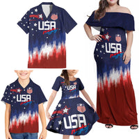 Custom Rugby USA Family Matching Off Shoulder Maxi Dress and Hawaiian Shirt American Icon - Wonder Print Shop