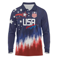 Custom Rugby USA Long Sleeve Polo Shirt American Icon - Wonder Print Shop
