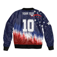 Custom Rugby USA Sleeve Zip Bomber Jacket American Icon - Wonder Print Shop
