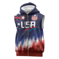 Custom Rugby USA Sleeveless Zip Hoodie American Icon - Wonder Print Shop